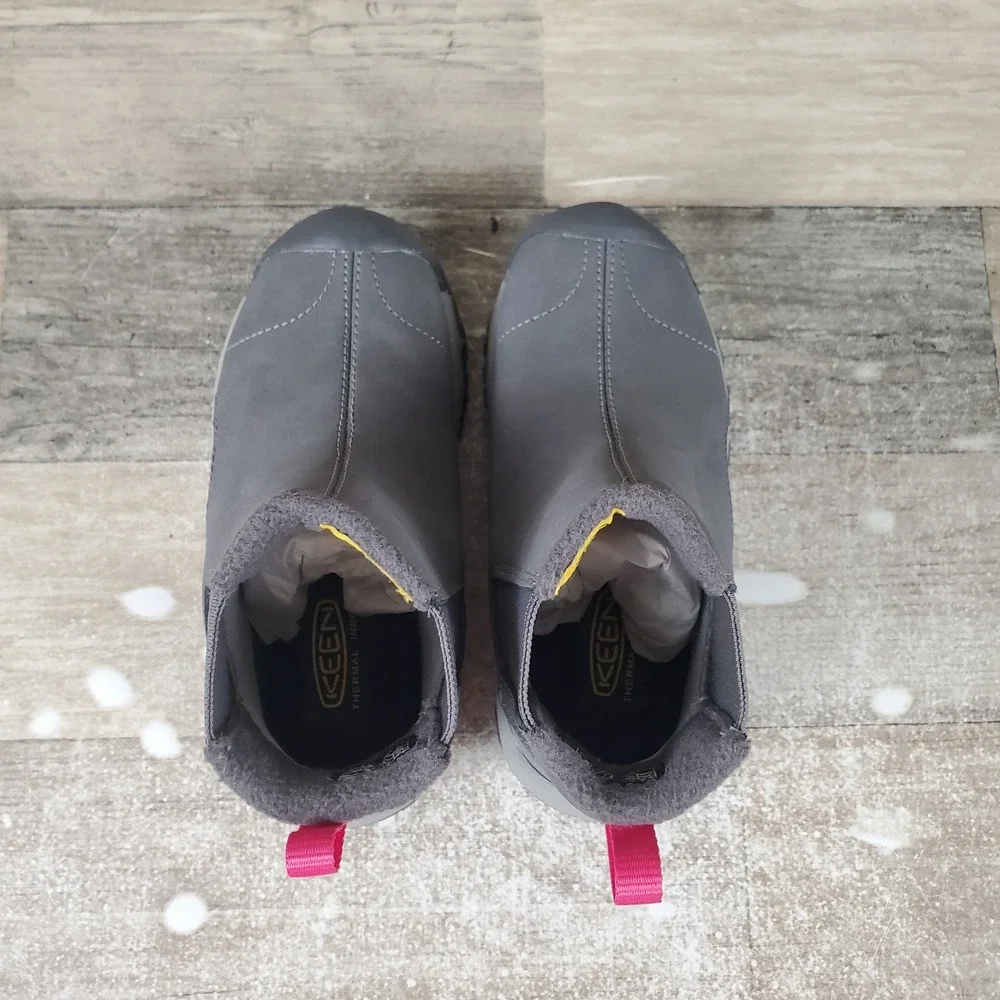 KEEN Kootenay III Kids Chelsea Booties Sz 9 Gray Leather Slip On Round Toe Ankle